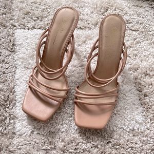 Nude strappy heels